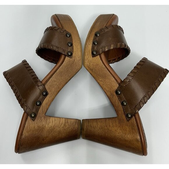 Johnston & Murphy Women's Clog Platform Sandal 8.5 Brown Leather Block Heel Boho - Picture 8 of 10